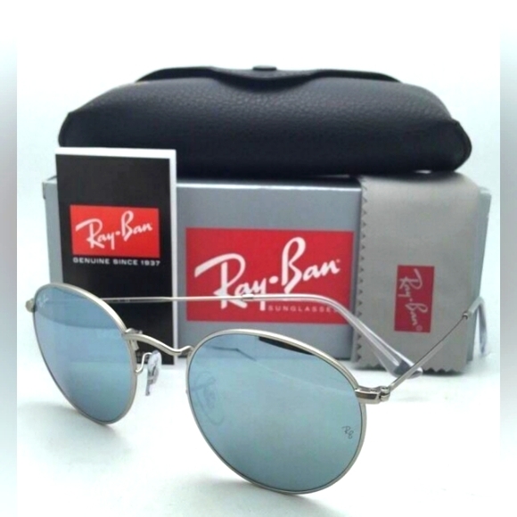 LIKE NEW RayBan Round Metal RB3447 Silver Mirror Ray ban Sunglasses - Picture 4 of 16